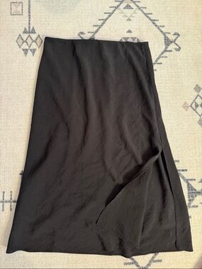 Madewell Black Midi Skirt with Side Slit